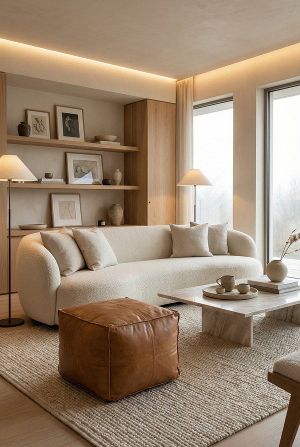 Square Leather Poufs