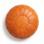 Burnt Orange Moroccan Leather Pouf - Terracotta Ottoman - Rust Floor Cushion - Desert Modern Decor - Mid Century Modern Footstool