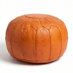Burnt Orange Moroccan Leather Pouf - Terracotta Ottoman - Rust Floor Cushion - Desert Modern Decor - Mid Century Modern Footstool