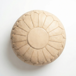 Moroccan Leather Pouf - Handmade Creamy Leather Ottoman - Unstuffed Round Footstool - Genuine Leather Pouf Moroccan - Boho Nursery Decor