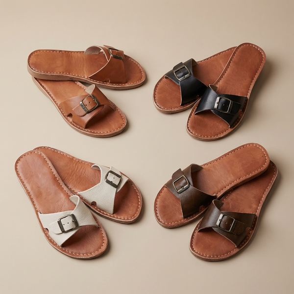 Handmade Leather Barefoot Sandals: Moroccan Boho Summer And Fall Slides